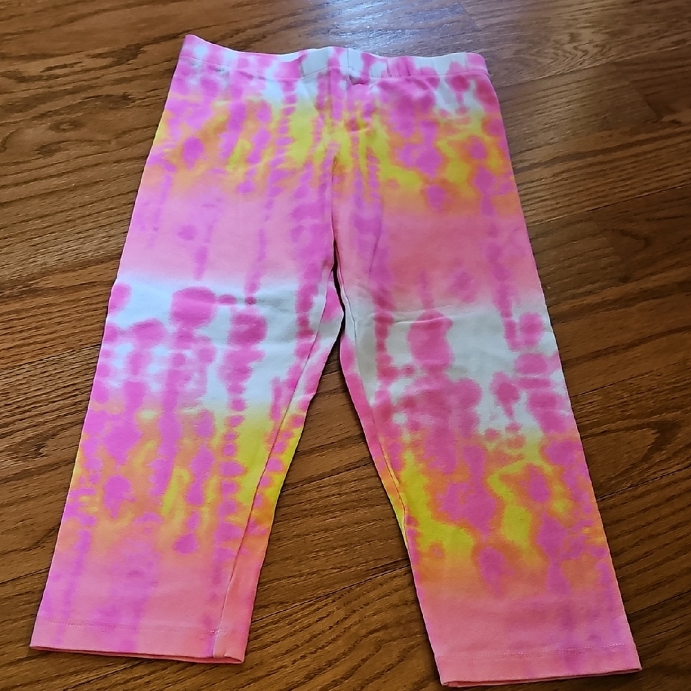 SO Kids Pink & Yellow Tie-Dye Capri Leggings